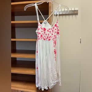 White and pink embroidered Raviya dress, Size S, adjustable straps